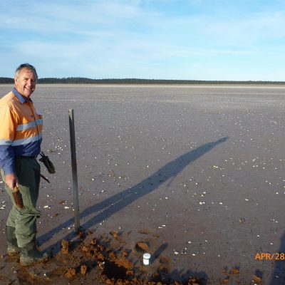 Dave A sampling sediments at Lake Hope North